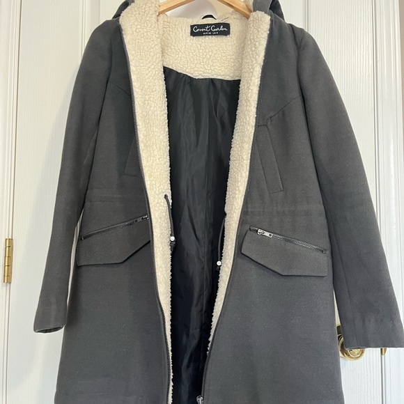 Covent Garden, Grey women coat with hoodie - Picture 3 of 3